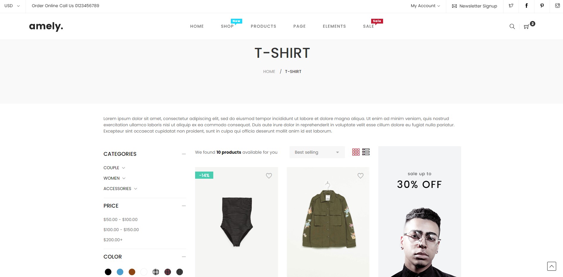 Shop With Sidebar And CMS Content